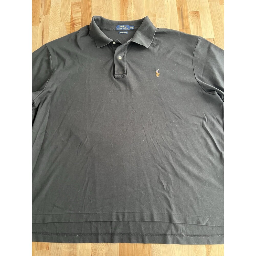 Polo Ralph Lauren Pima Soft Touch Short Sleeve Polo Shirt Pony Logo Black 2XB